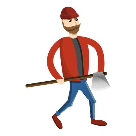 Axe man lumberjack icon. Cartoon of axe man lumberjack vector icon for web design isolated on white backgroundのイラスト素材