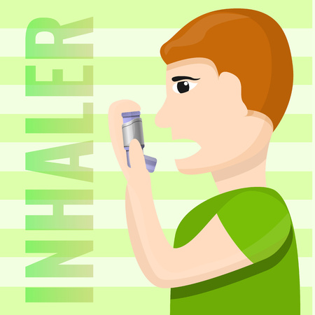 People inhaler use concept background. Cartoon illustration of people inhaler use vector concept background for web designのイラスト素材