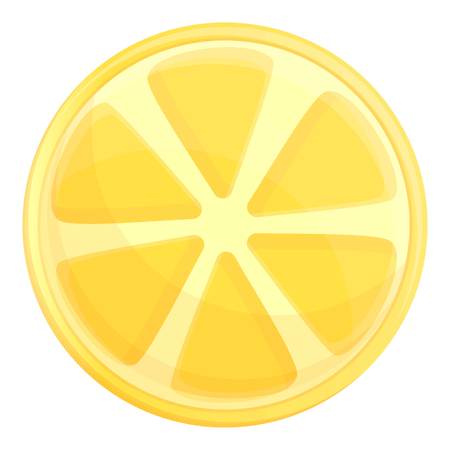 Round slice lemon icon. Cartoon of round slice lemon vector icon for web design isolated on white backgroundのイラスト素材