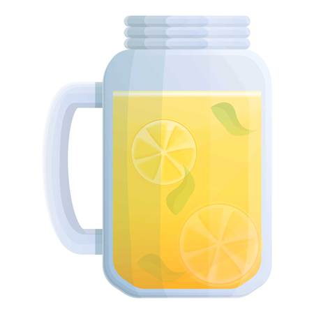 Lemonade glass jar icon. Cartoon of lemonade glass jar vector icon for web design isolated on white backgroundのイラスト素材