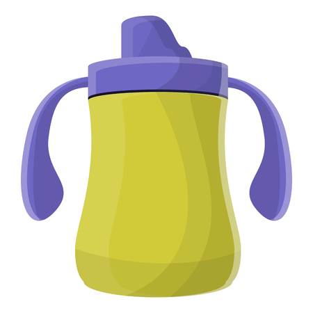 Yellow sippy cup icon. Cartoon of yellow sippy cup vector icon for web design isolated on white backgroundのイラスト素材