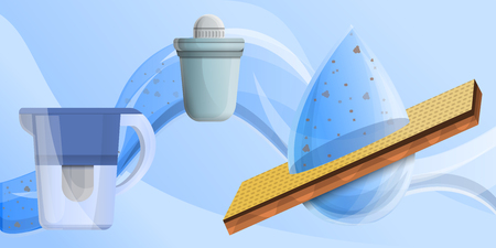 Filter water concept banner. Cartoon illustration of filter water vector concept banner for web designのイラスト素材