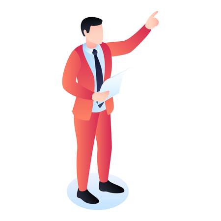 Conference speaker icon. Isometric of conference speaker vector icon for web design isolated on white backgroundのイラスト素材