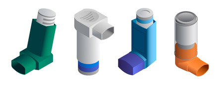 Inhaler icons set. Isometric set of inhaler vector icons for web design isolated on white backgroundのイラスト素材
