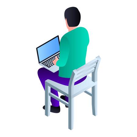 Boy sit on chair icon. Isometric of boy sit on chair vector icon for web design isolated on white backgroundのイラスト素材