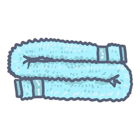 Clean blue towel icon. Hand drawn illustration of clean blue towel vector icon for web designのイラスト素材