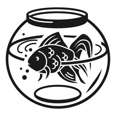 Goldfish in aquarium icon. Simple illustration of goldfish in aquarium vector icon for web design isolated on white backgroundのイラスト素材