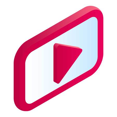 Video play icon. Isometric of video play vector icon for web design isolated on white backgroundのイラスト素材