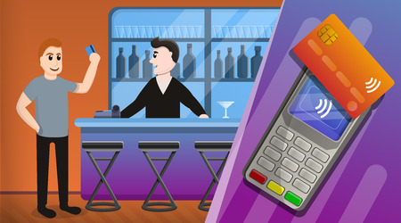 Nfc technology concept background. Cartoon illustration of nfc technology vector concept background for web designのイラスト素材