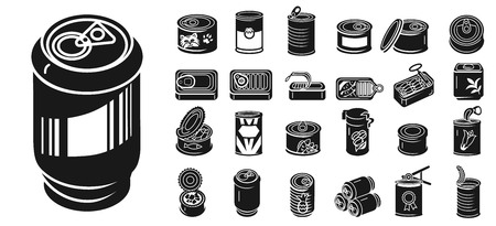 Tin can icons set. Simple set of tin can vector icons for web design on white backgroundのイラスト素材