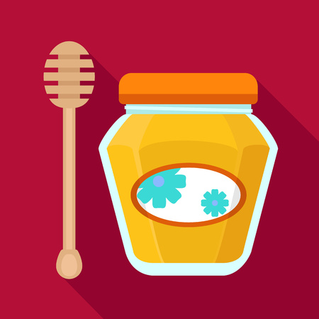 Honey jar icon. Flat illustration of honey jar vector icon for web designのイラスト素材