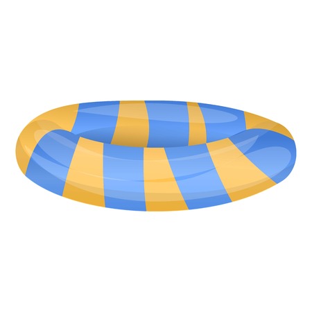 Striped float ring icon. Cartoon of striped float ring vector icon for web design isolated on white backgroundのイラスト素材