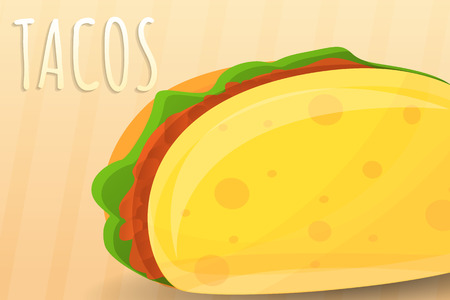 Mexican tacos concept banner. Cartoon illustration of mexican tacos vector concept banner for web designのイラスト素材