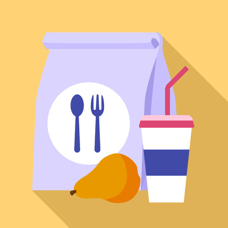 Paper lunch bag icon. Flat illustration of paper lunch bag vector icon for web designのイラスト素材