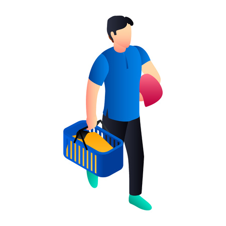 Laundry man basket icon. Isometric of laundry man basket vector icon for web design isolated on white backgroundのイラスト素材