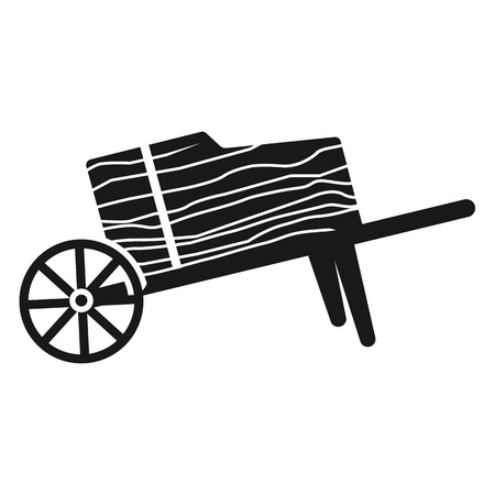 Wood wheelbarrow icon. Simple illustration of wood wheelbarrow vector icon for web design isolated on white backgroundのイラスト素材