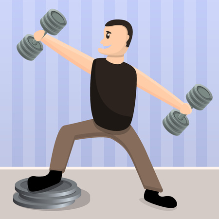 Home dumbbell training concept background. Cartoon illustration of home dumbbell training vector concept background for web designのイラスト素材