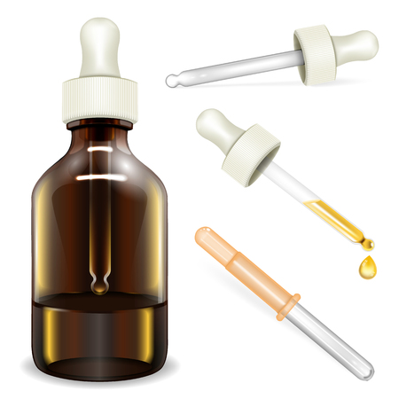 Pipette icons set. Realistic set of pipette vector icons for web design isolated on white backgroundのイラスト素材