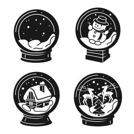 Snowglobe icons set. Simple set of snowglobe vector icons for web design on white backgroundのイラスト素材