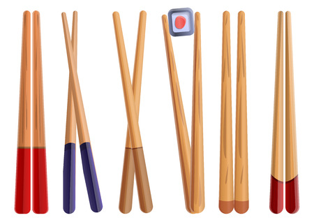 Chopsticks icons set. Cartoon set of chopsticks vector icons for web designのイラスト素材