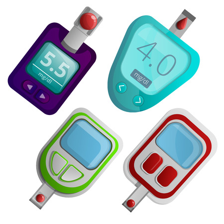 Glucose meter icon set. Cartoon set of glucose meter vector icons for web designのイラスト素材