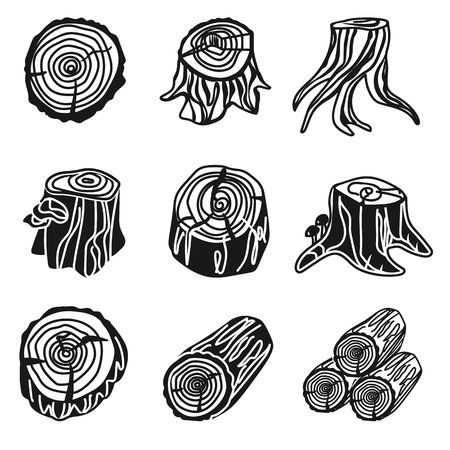 Stumps icon set. Simple set of stumps vector icons for web design on white backgroundのイラスト素材