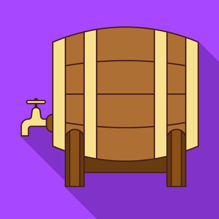 Wood barrel icon. Flat illustration of wood barrel vector icon for web designのイラスト素材