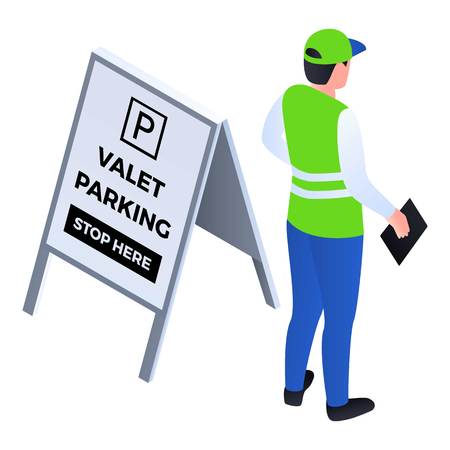 Valet parking icon. Isometric of valet parking vector icon for web design isolated on white backgroundのイラスト素材