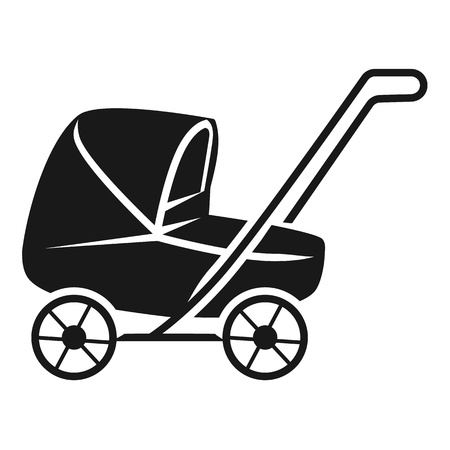 Lowered baby stroller icon. Simple illustration of lowered baby stroller vector icon for web design isolated on white backgroundのイラスト素材