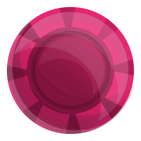 Red casino chips icon. Cartoon of red casino chips vector icon for web design isolated on white backgroundのイラスト素材