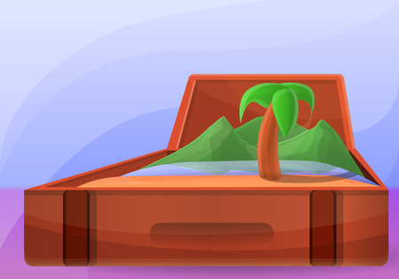 Travel island concept banner. Cartoon illustration of travel island vector concept banner for web designのイラスト素材