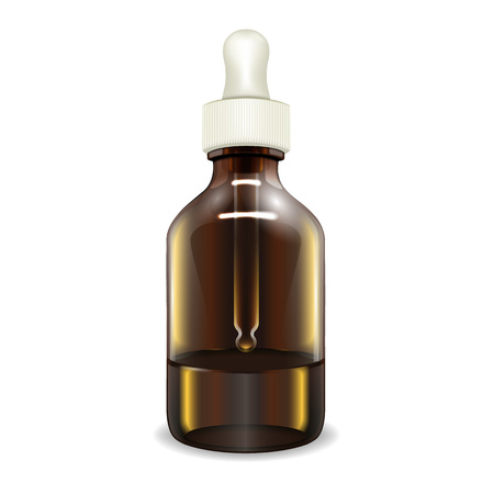 Dropper bottle icon. Realistic illustration of dropper bottle vector icon for web design isolated on white backgroundのイラスト素材