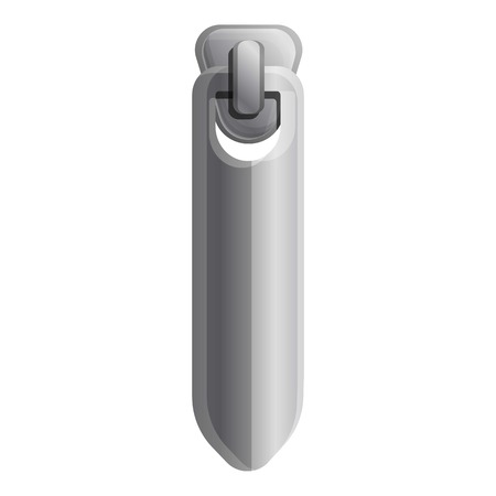 Silver zipper icon. Cartoon of silver zipper vector icon for web design isolated on white backgroundのイラスト素材