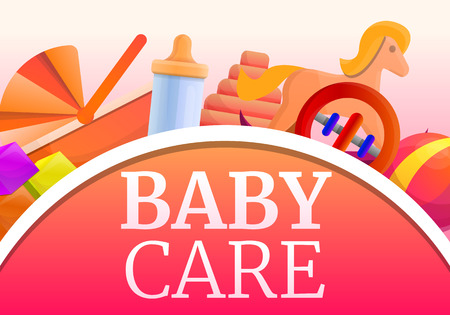 Baby care concept banner. Cartoon illustration of baby care vector concept banner for web designのイラスト素材