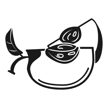 Piece of peach icon. Simple illustration of piece of peach vector icon for web design isolated on white backgroundのイラスト素材