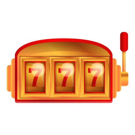 Red gold slot machine icon. Cartoon of red gold slot machine vector icon for web design isolated on white backgroundのイラスト素材