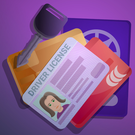 Driver license document concept background. Cartoon illustration of driver license document vector concept background for web designのイラスト素材
