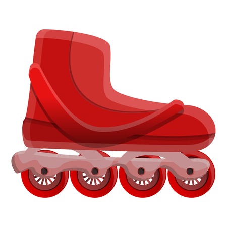 Red inline skates icon. Cartoon of red inline skates vector icon for web design isolated on white backgroundのイラスト素材