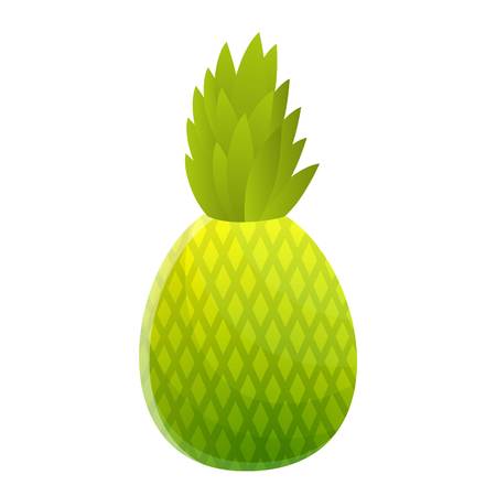Green pineapple icon. Cartoon of green pineapple vector icon for web design isolated on white backgroundのイラスト素材