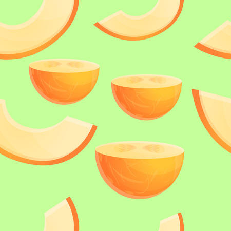 Fresh melon pattern. Cartoon illustration of fresh melon vector pattern for web designのイラスト素材