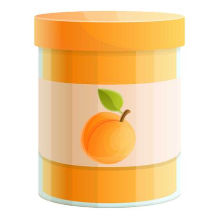Apricot jam jar icon. Cartoon of apricot jam jar vector icon for web design isolated on white backgroundのイラスト素材