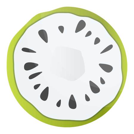 Round slice soursop icon. Cartoon of round slice soursop vector icon for web design isolated on white backgroundのイラスト素材