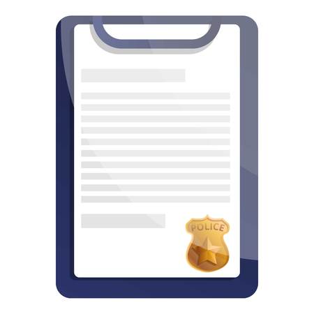 Police report clipboard icon. Cartoon of police report clipboard vector icon for web design isolated on white backgroundのイラスト素材