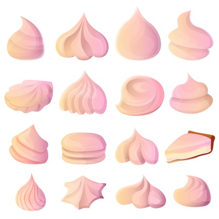 Meringue icons set. Cartoon set of meringue vector icons for web designのイラスト素材
