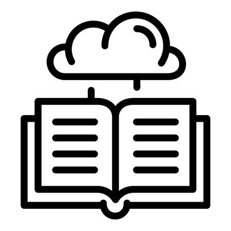 Cloud book icon. Outline cloud book vector icon for web design isolated on white backgroundのイラスト素材
