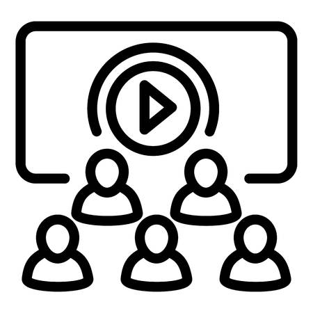 Multiple video viewing icon. Outline multiple video viewing vector icon for web design isolated on white backgroundのイラスト素材