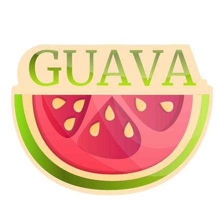 Slice guava logo. Cartoon of slice guava vector logo for web design isolated on white backgroundのイラスト素材