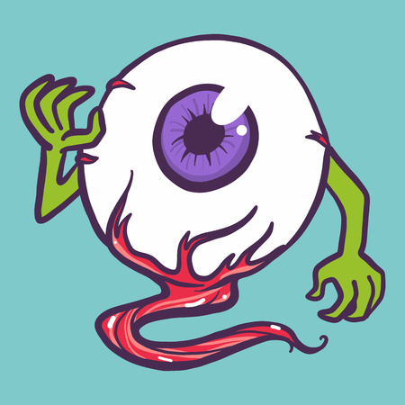 Green hand eyeball icon. Hand drawn illustration of green hand eyeball icon for web designの写真素材
