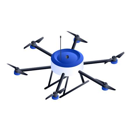 Small hexacopter drone icon. Isometric of small hexacopter drone icon for web design isolated on...