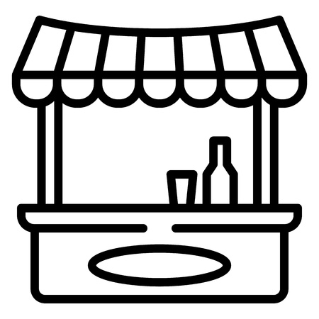 Drink shop kiosk icon. Outline drink shop kiosk icon for web design isolated on white backgroundの写真素材